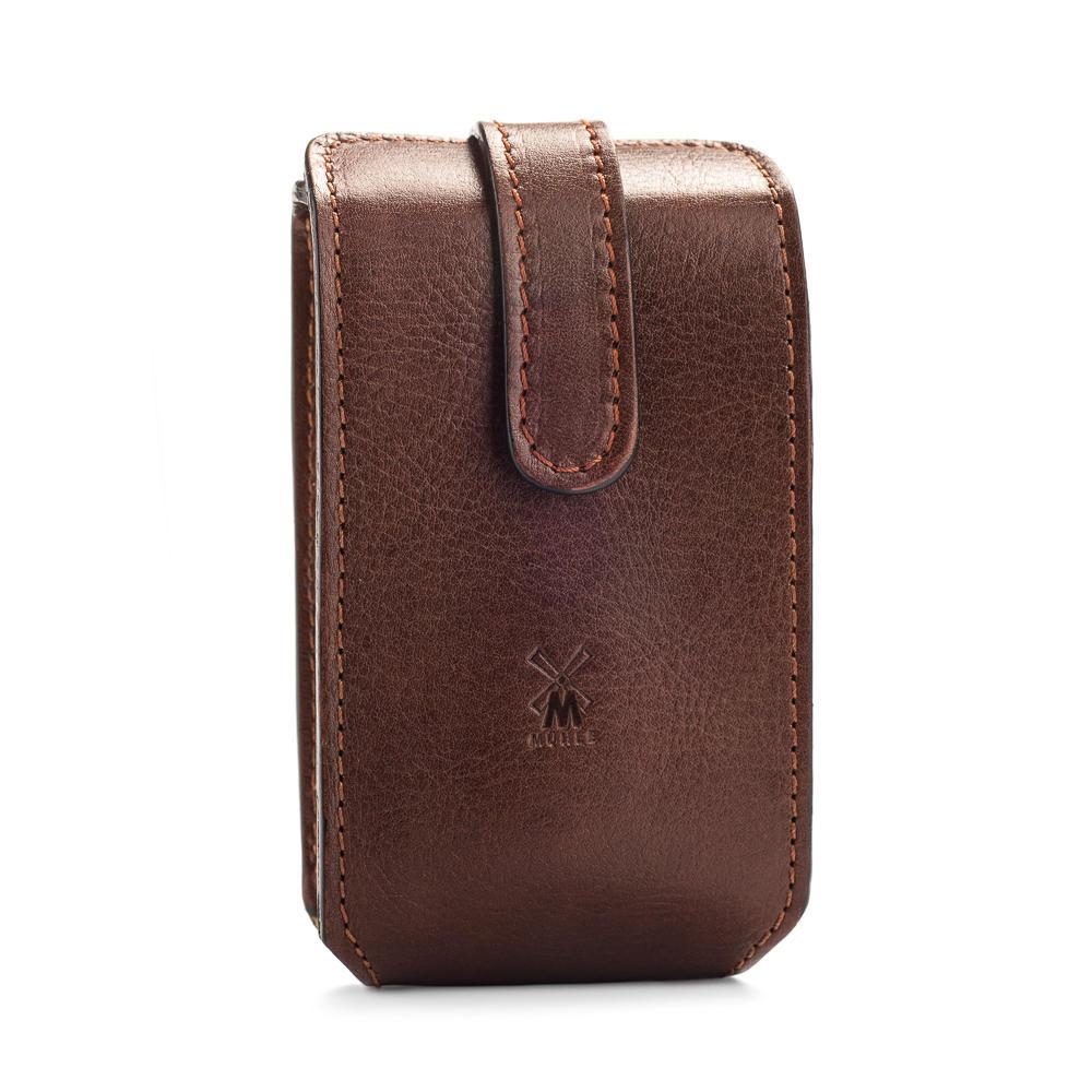 MÜHLE TRAVEL 2 Pc. Shaving Set, Silvertip Fibre® Brush & Safety Razor w/ Leather Case, Brown - Image 4