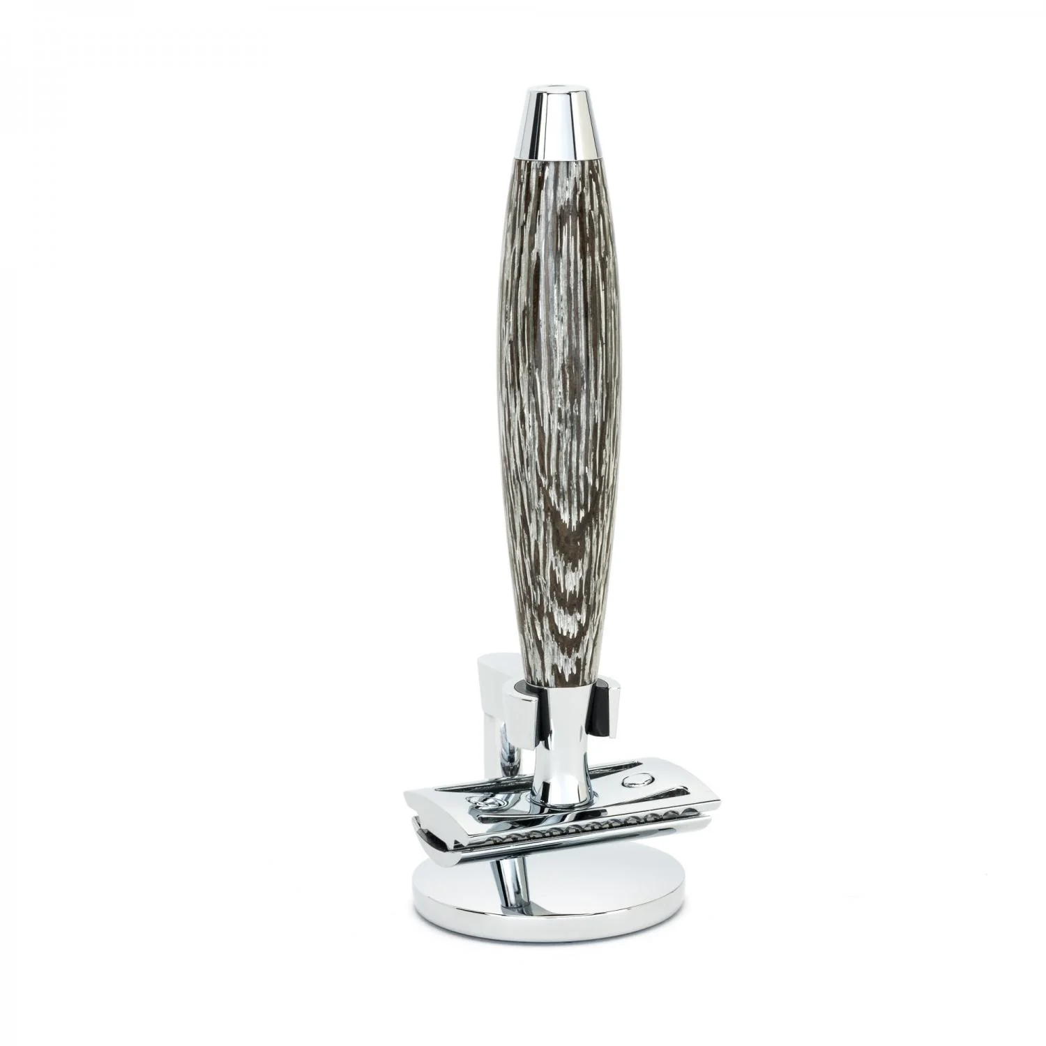 MÜHLE EDITION 3 Pc. Shaving Set, Silvertip Fibre® Brush & Safety Razor, Ancient Oak & Silver - Image 2