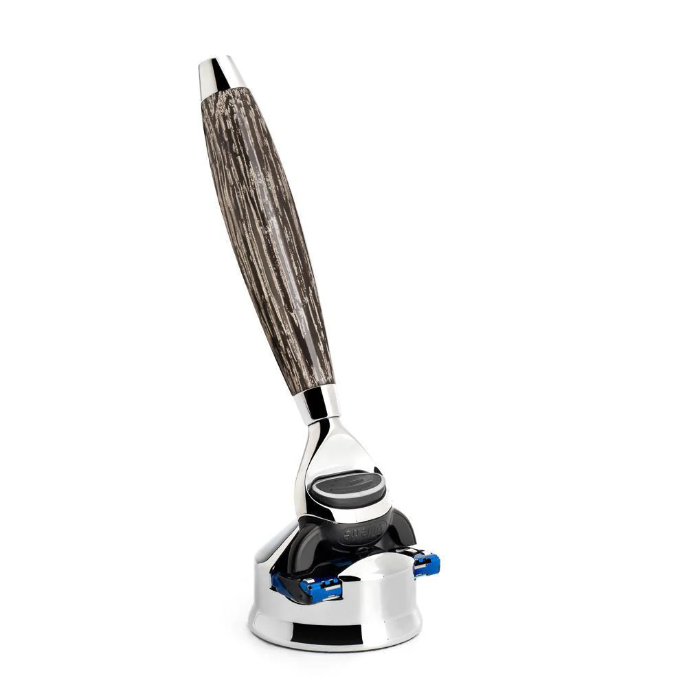 MÜHLE EDITION 3 Pc. Shaving Set, Silvertip Badger Brush & Gillette® Fusion™ Razor, Ancient Oak & Sterling Silver - Image 2