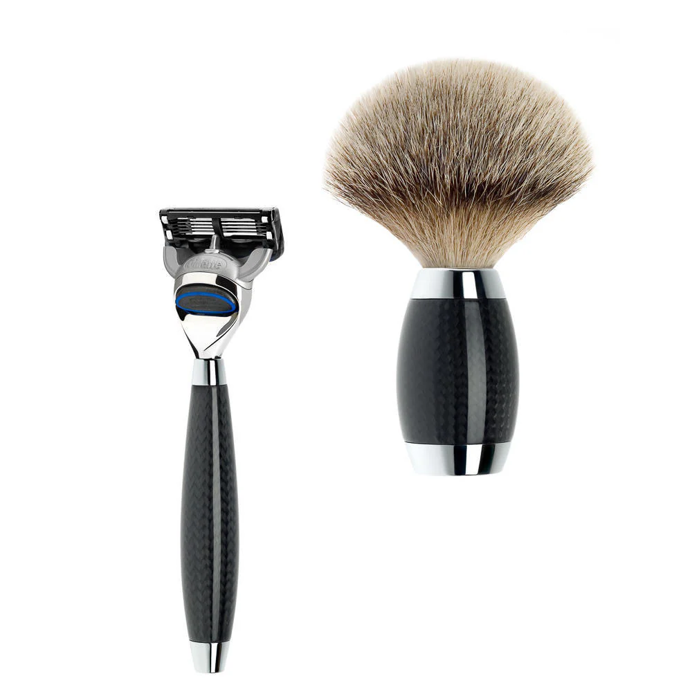 MÜHLE EDITION 3 Pc. Shaving Set, Silvertip Badger Brush & Gillette® Fusion™ Razor, Carbon - Image 3