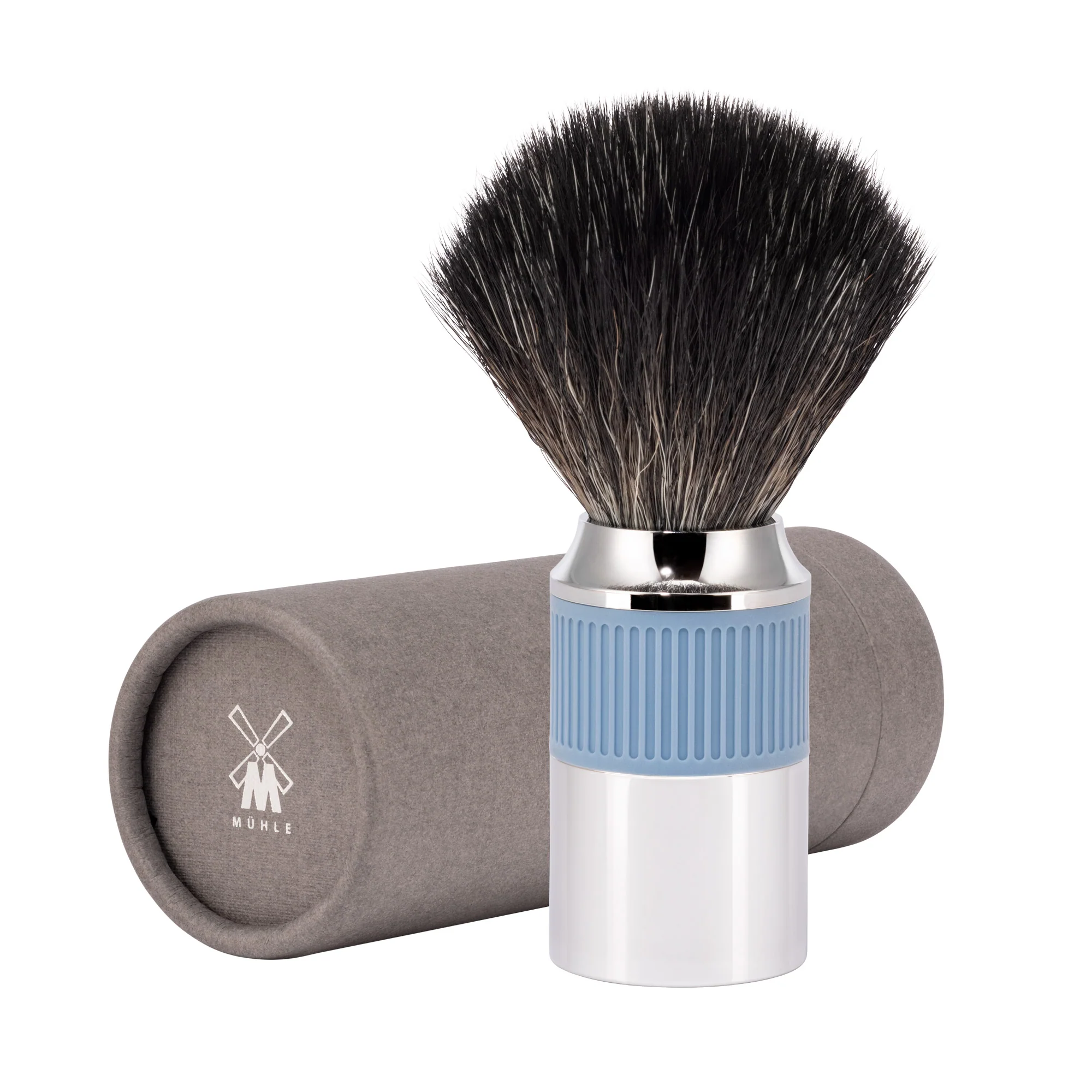 MÜHLE NEO Shaving Brush, Black Fibre, Glacier Blue - Image 3