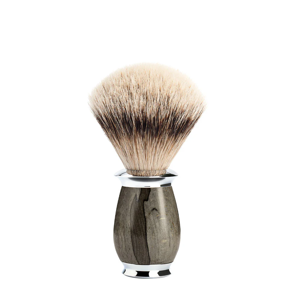 MÜHLE PURIST Shaving Brush, Silvertip Badger, Grained Beech