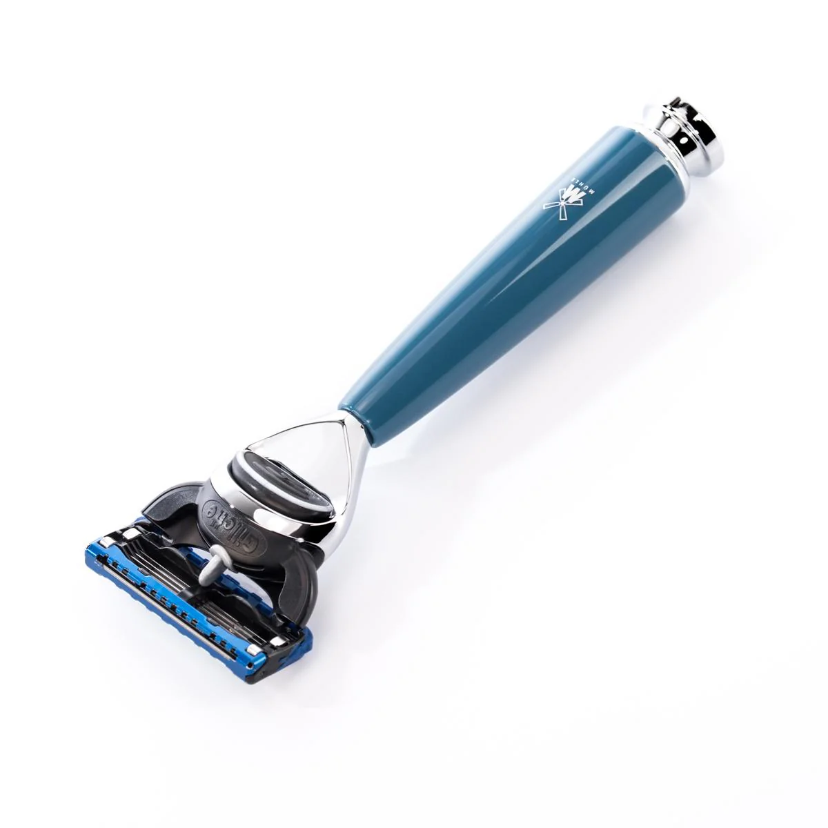 MÜHLE RYTMO 3 Pc. Shaving Set, Black Fibre Brush & Gillette® Fusion™ Razor, Petrol - Image 2