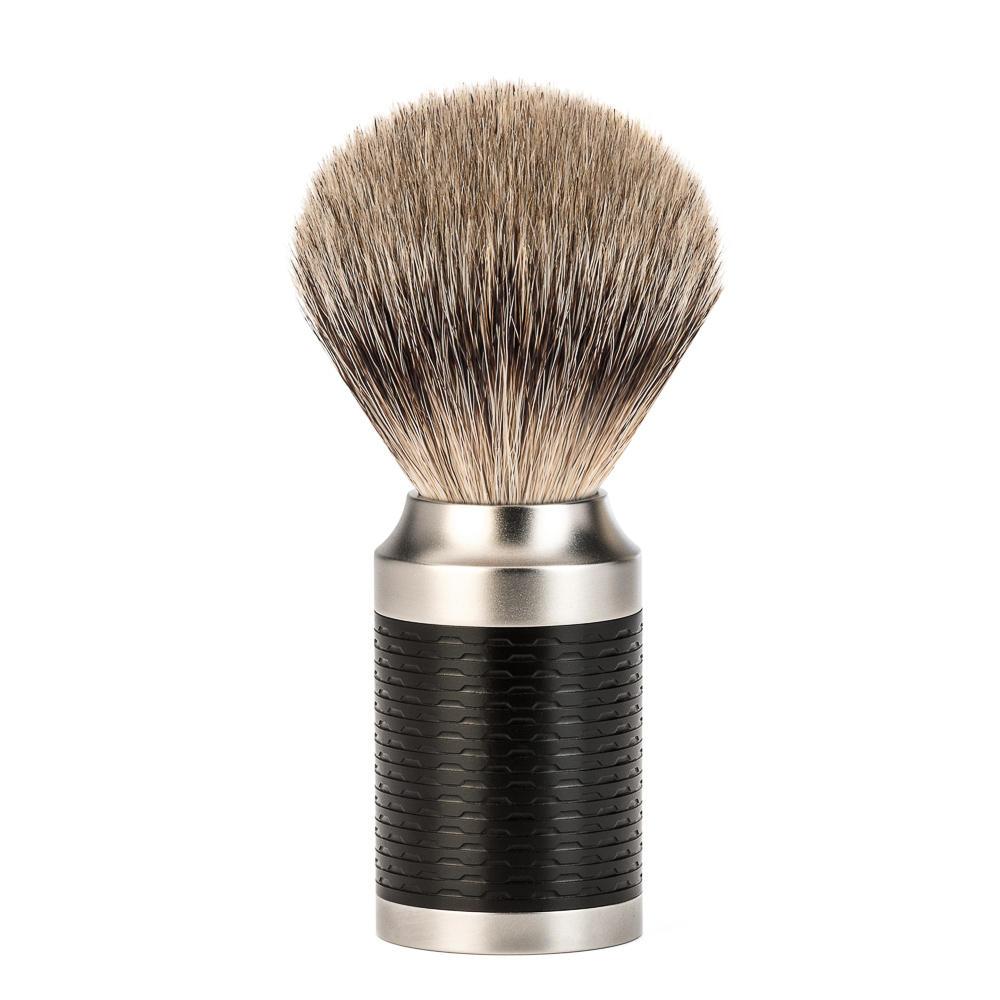MÜHLE ROCCA 3 Pc. Shaving Set, Silvertip Badger Brush & Safety Razor, Stainless Steel, Black - Image 4