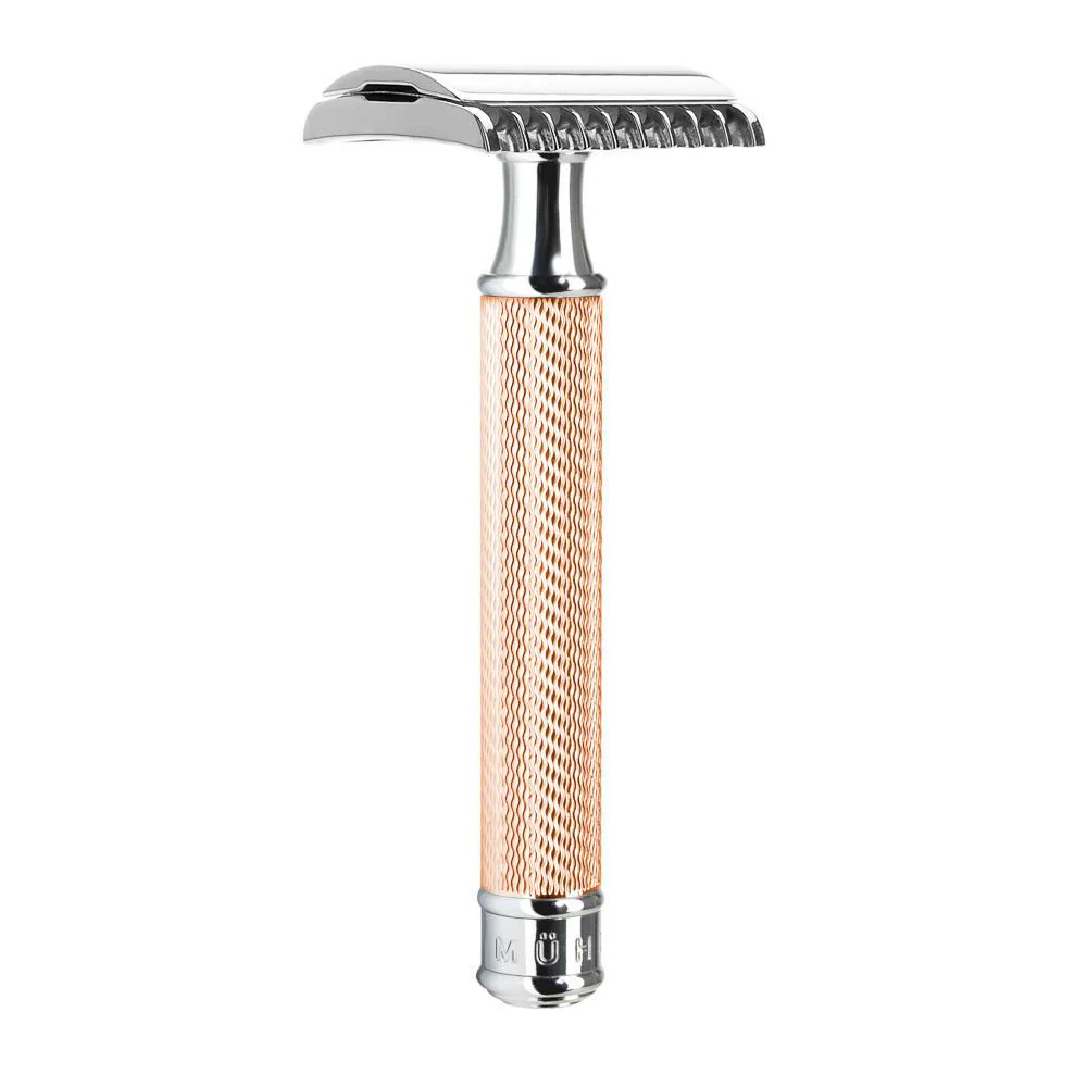 MÜHLE TRADITIONAL 3 Pc. Shaving Set, Silvertip Fibre® Brush & Safety Razor, Rose Gold-Plated Metal, Open Comb - Image 2