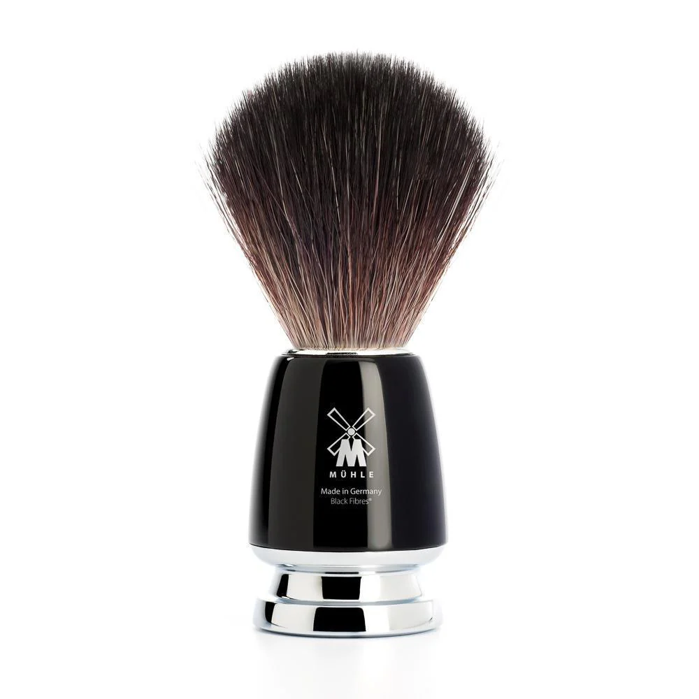 MÜHLE RYTMO 4 Pc. Shaving Set, Black Fibre Brush & Gillette® Mach3® Razor, Black - Image 3