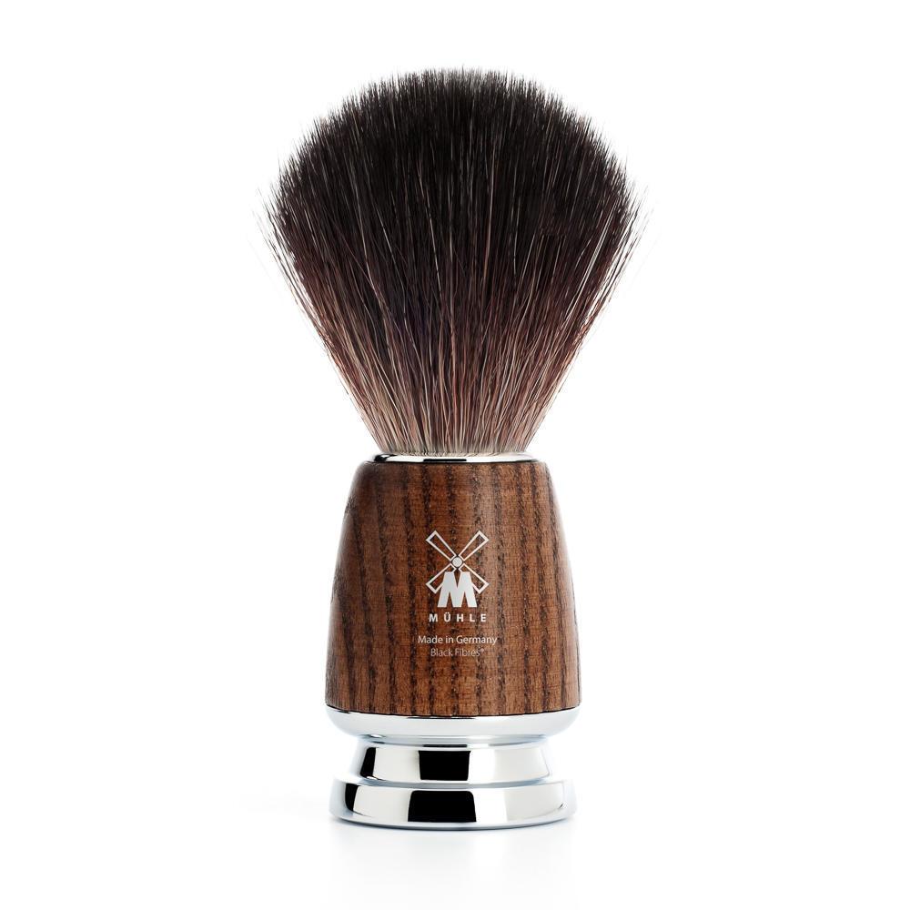 MÜHLE RYTMO 4 Pc. Shaving Set, Black Fibre Brush & Safety Razor, Steamed Ash - Image 3