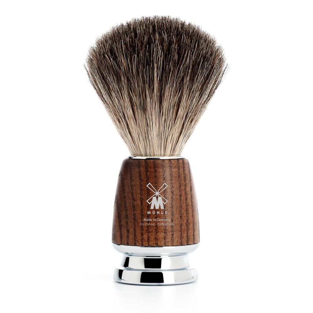 MÜHLE RYTMO 4 Pc. Shaving Set, Pure Badger Brush & Gillette® Mach3® Razor, Steamed Ash - Image 3