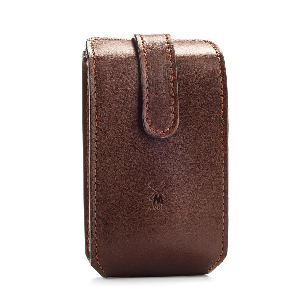 MÜHLE TRAVEL 2 Pc. Shaving Set, Silvertip Fiber® Brush & Gillette® Fusion™ Razor, Florentine Leather Case, Brown - Image 5