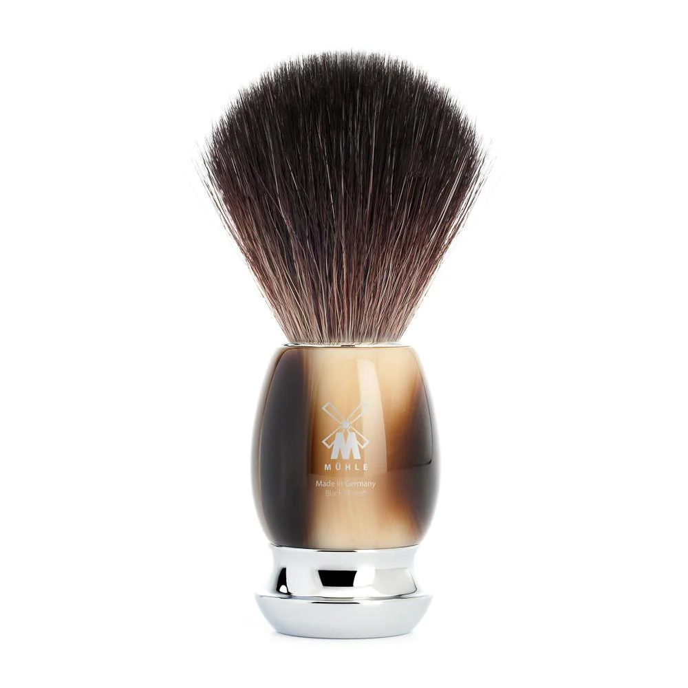 MÜHLE VIVO 4 Pc. Shaving Set, Black Fibre Brush & Gillette® Mach3® Razor, Horn Brown - Image 3
