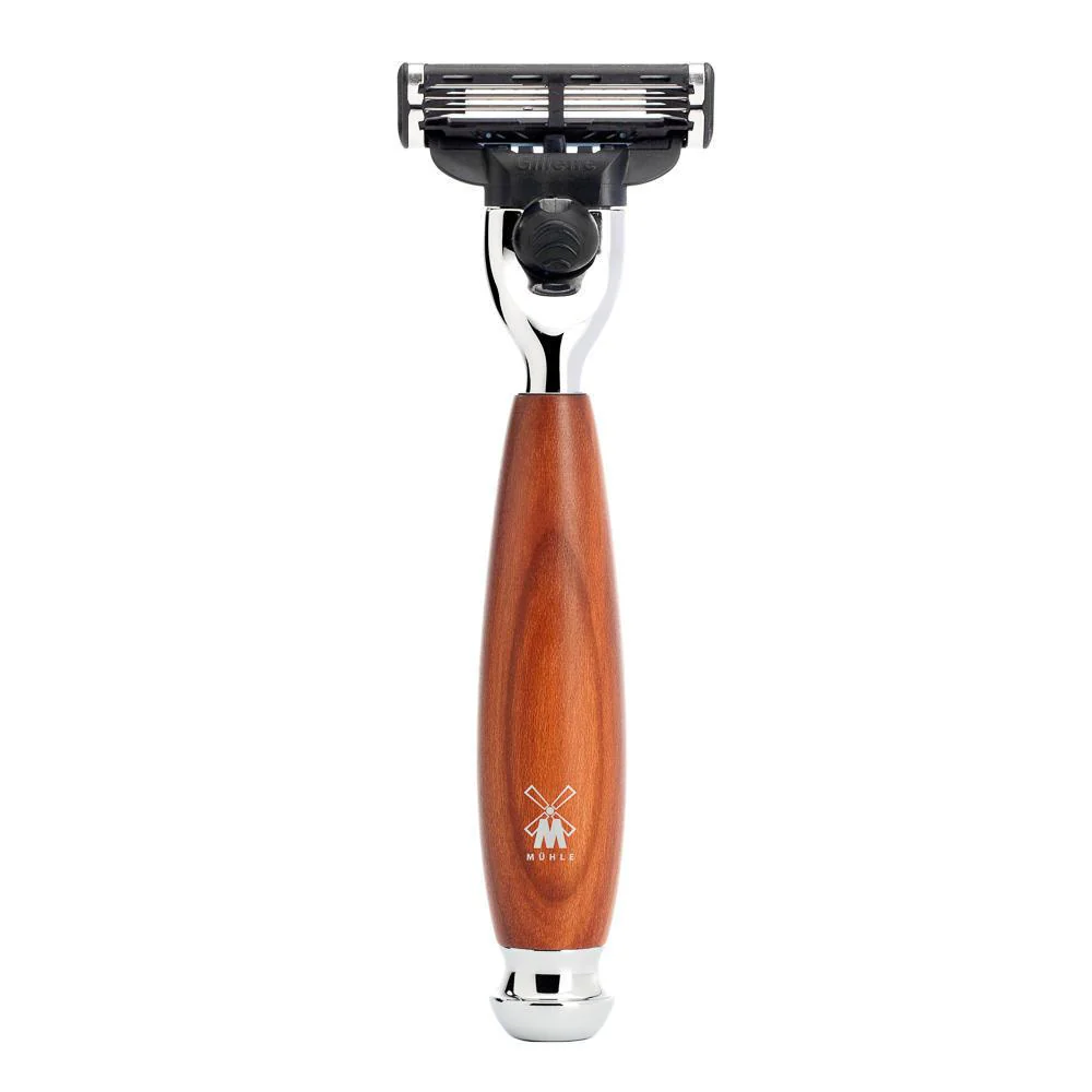 MÜHLE VIVO 4 Pc. Shaving Set, Pure Badger Brush & Gillette® Mach3® Razor, Plum Tree - Image 2